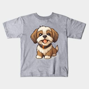 Cartoon Cute Kawaii Shih Tzu Dog Kids T-Shirt